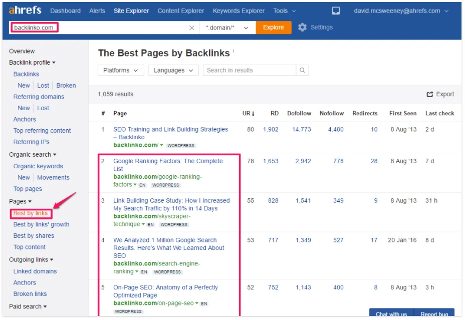 Export your backlinks from more than one place